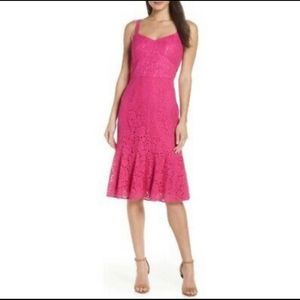 Pink Sleeveless Lace Dress